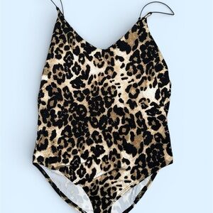 Gaze cheetah 🐆 Leopard-Print soft stretchy Bodysuit - Black & Tan Large
